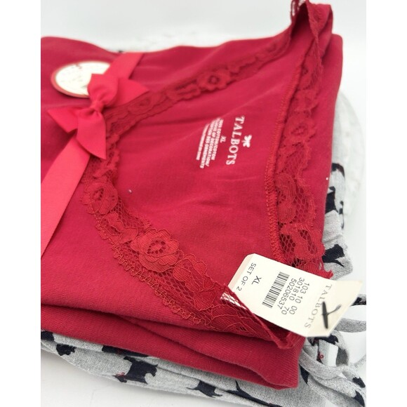 NWT Talbots Pajama Set XL Scottish Terrier Dog Print Red Gray Great Gift Cotton - Picture 6 of 7